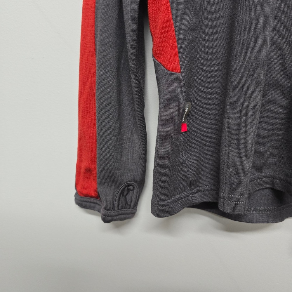Icebreaker Merino Wool Shirt Mens Large Grey Red Base Layer Gorpcore Hiking - Picture 2 of 10